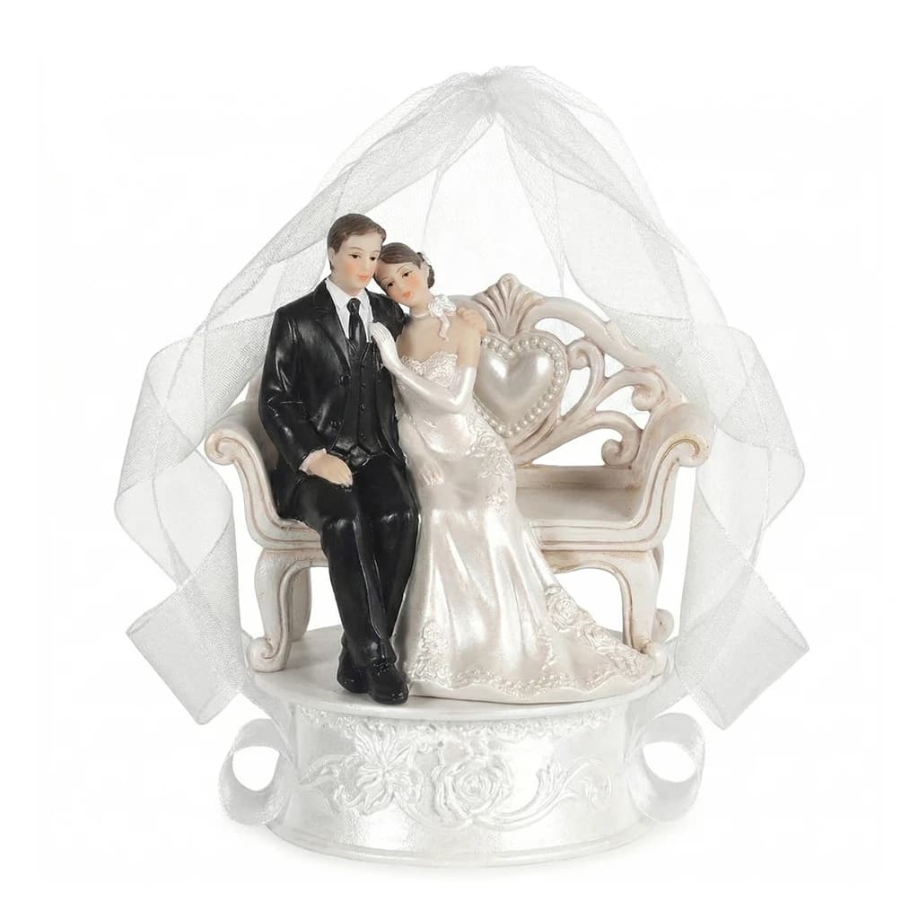 Fig. Newly-Weds on Bench 18 cm White/Salmon