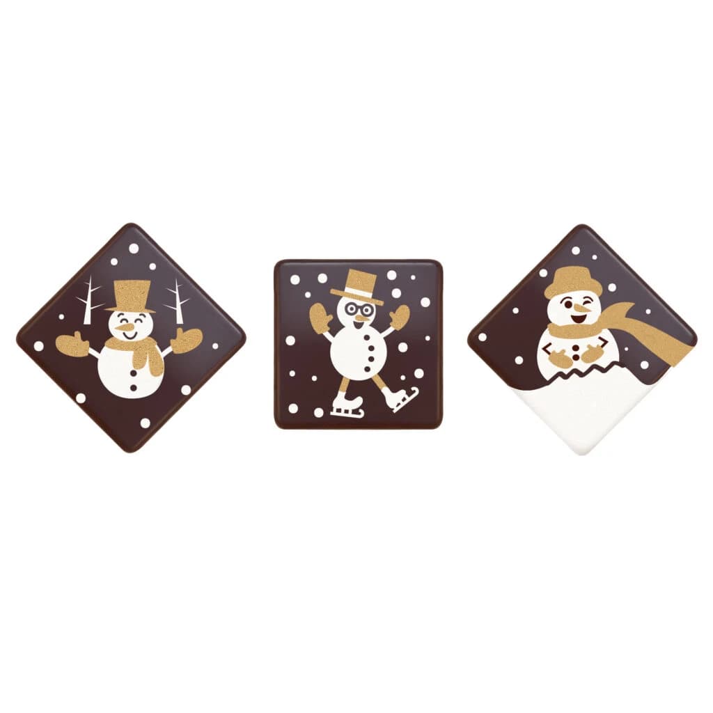 Choc. Decor. Christmas Snowman Set 35×35 mm (210 pc)