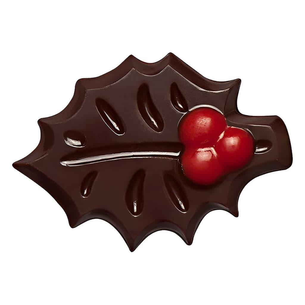 Choc. Decor. Christmas Holly Leaf Dark 42 mm (240 pc)