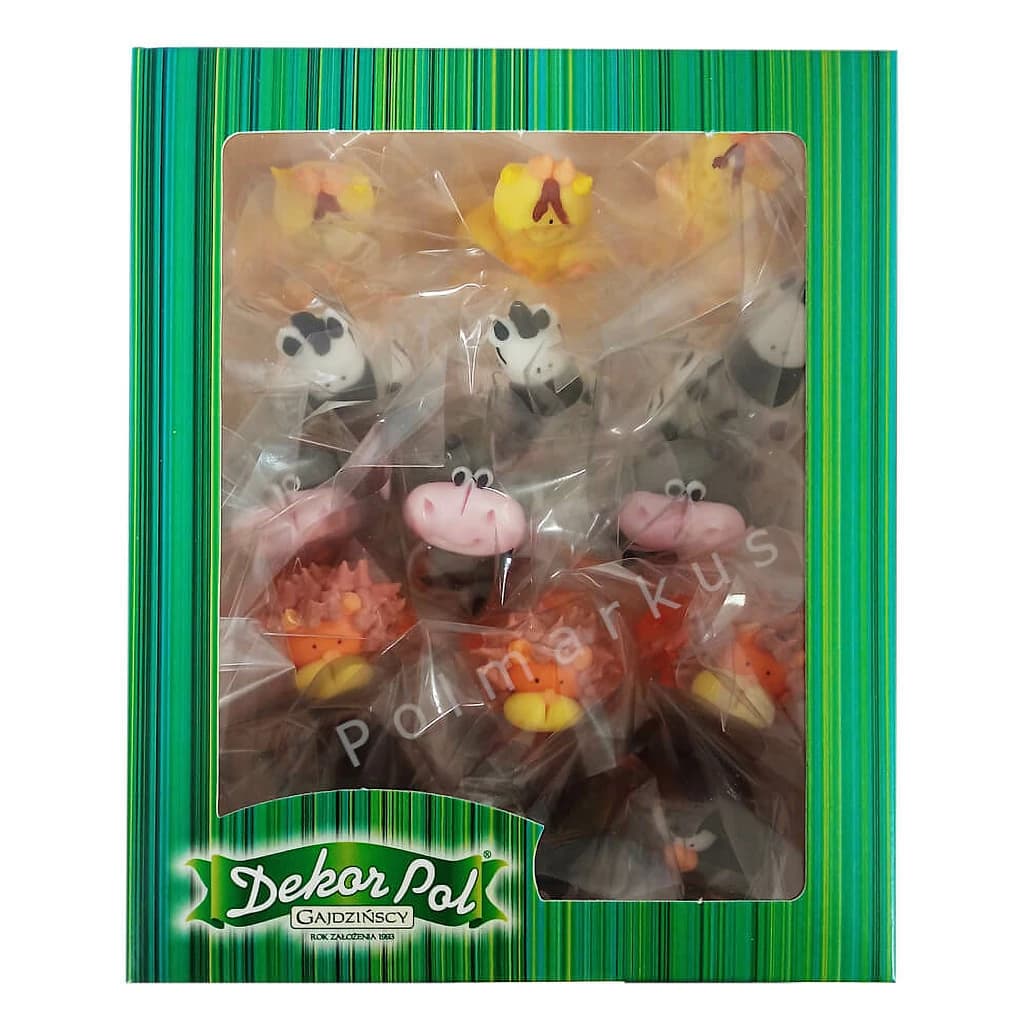 Cake sugar figurines for birthday cake - Africa, giraffe, zebra, penguin, hippopotamus, lion H 5.5 cm width 4 cm (15 pc) 017/m