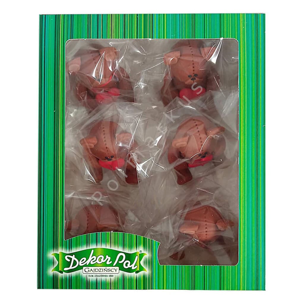 Cake sugar figurine Teddy Bear with heart H 8 cm width 4.5 cm (6 pc) 1708