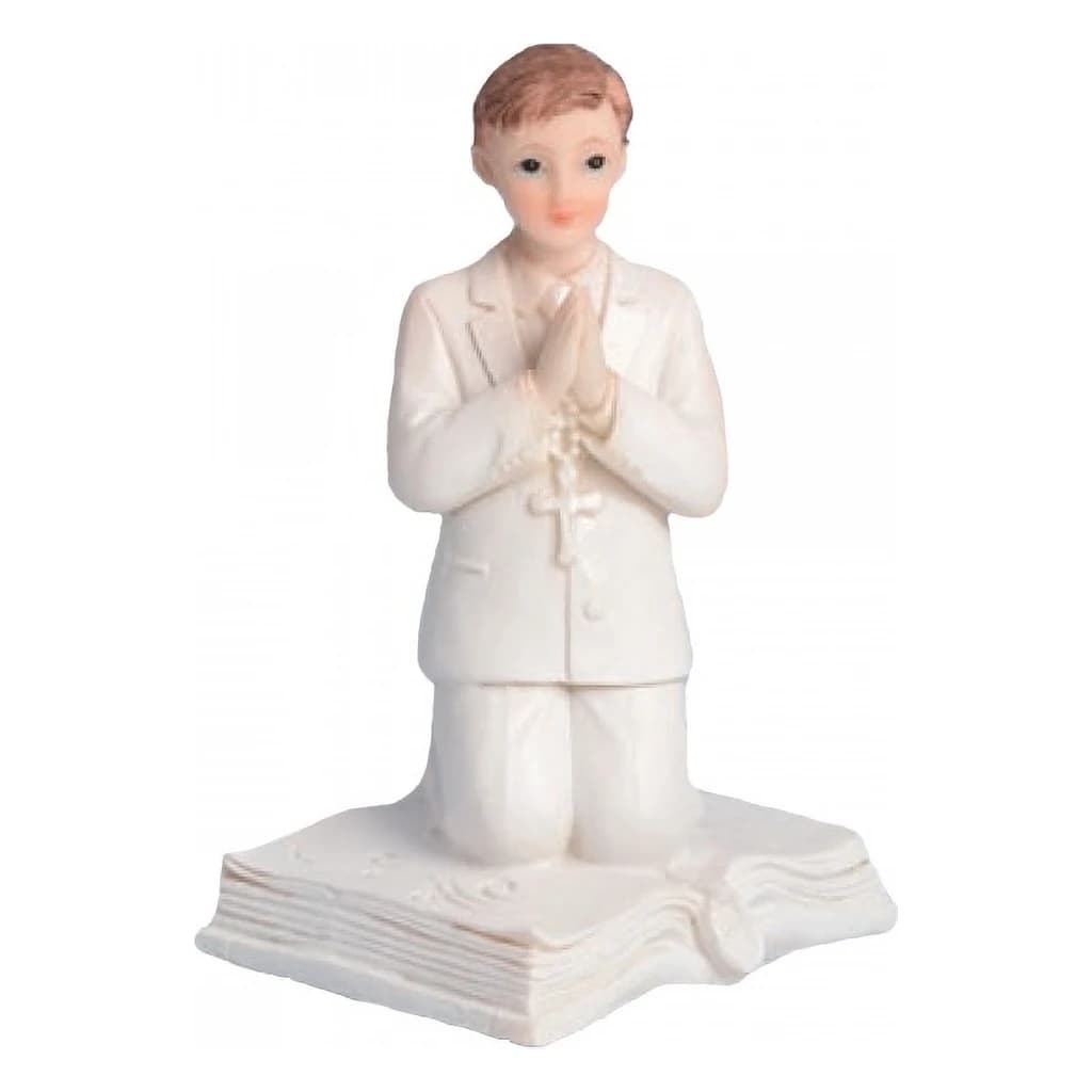 Figurine for Communion Cake Boy Kneeling on Book H 11.5 cm 27171C