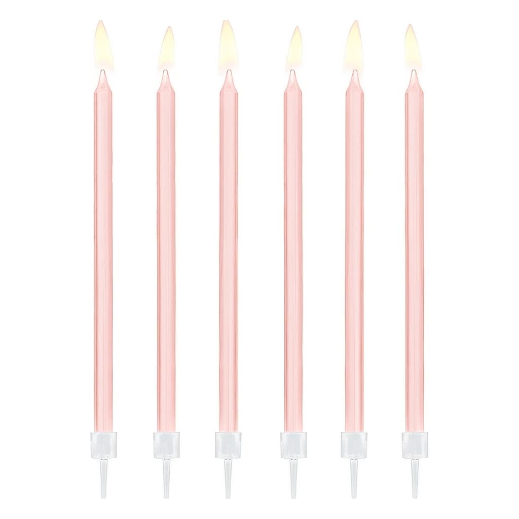 Birthday Candles Plain Light Pink 14cm (12 pc)