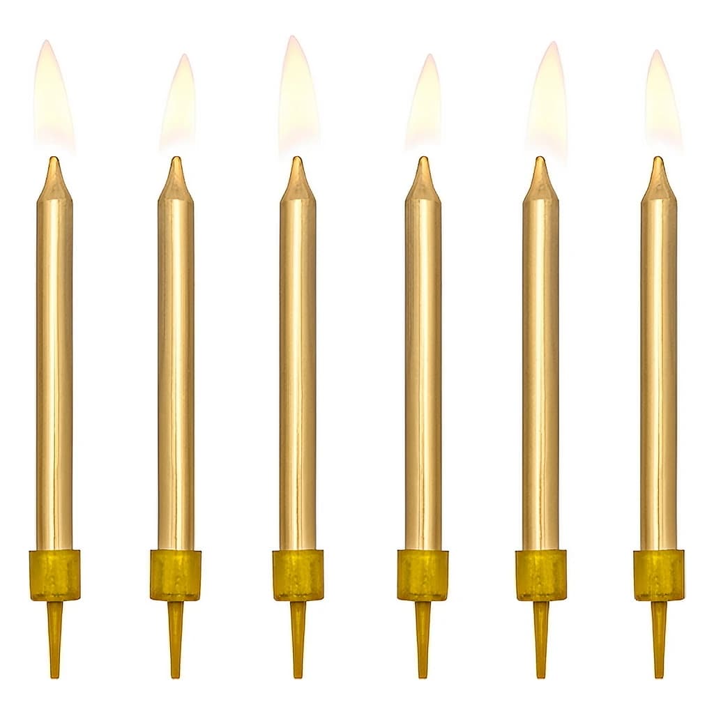 Birthday Candles Plain Gold 6cm (6 pc)
