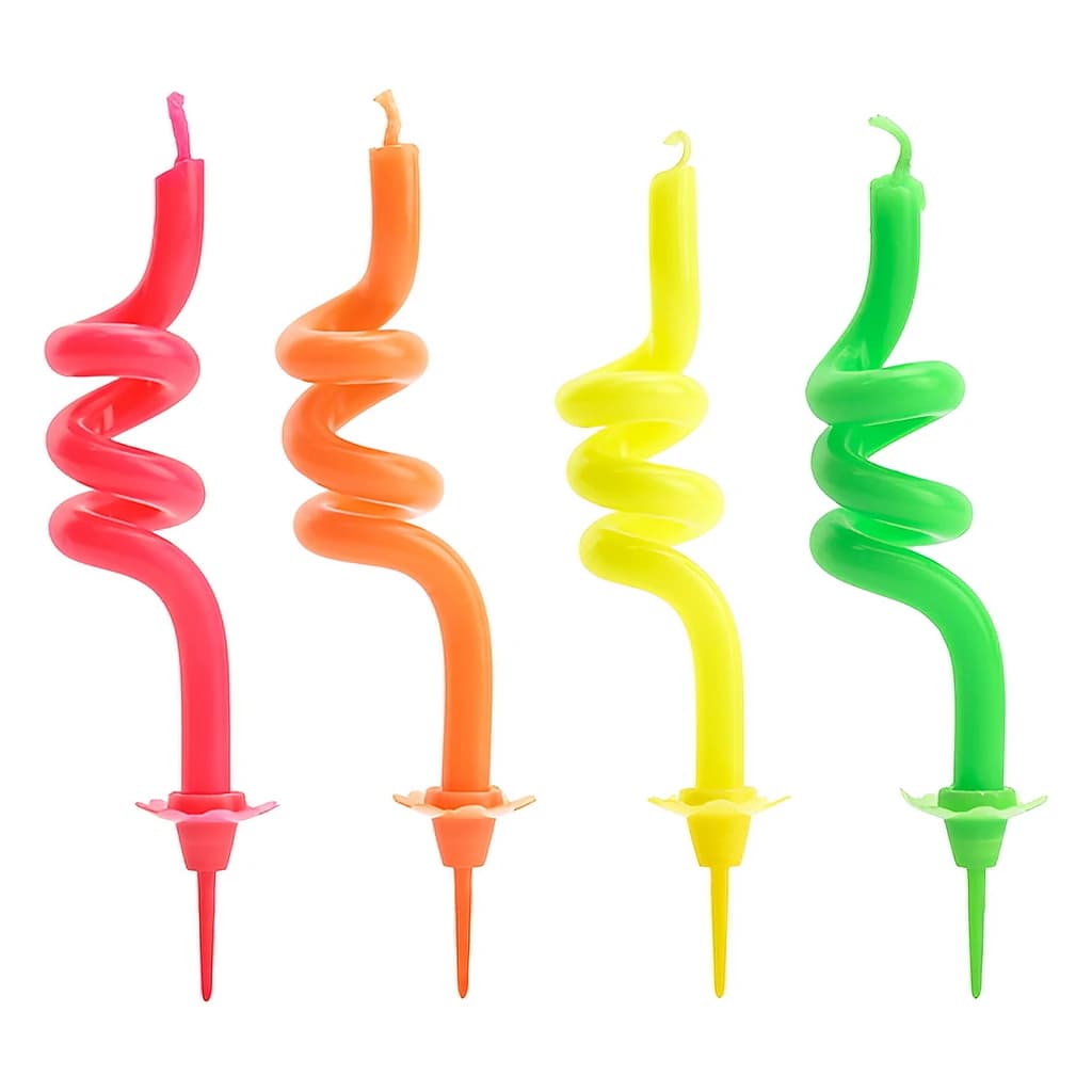 Birthday Candles Curl Mix 8cm (4 pc)