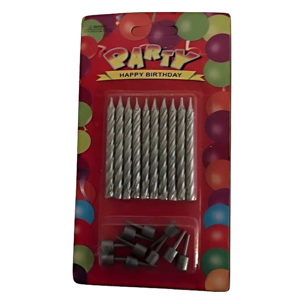 Birthday Candles Silver 10cm