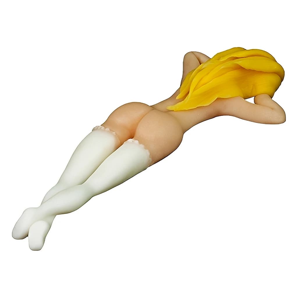 Woman lying on the back of the stockings white blonde 18KTP