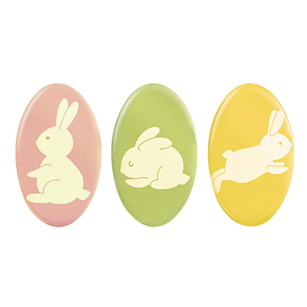 Choc. Decor. Colorful bunnies 24 x 40 mm (165 pc)