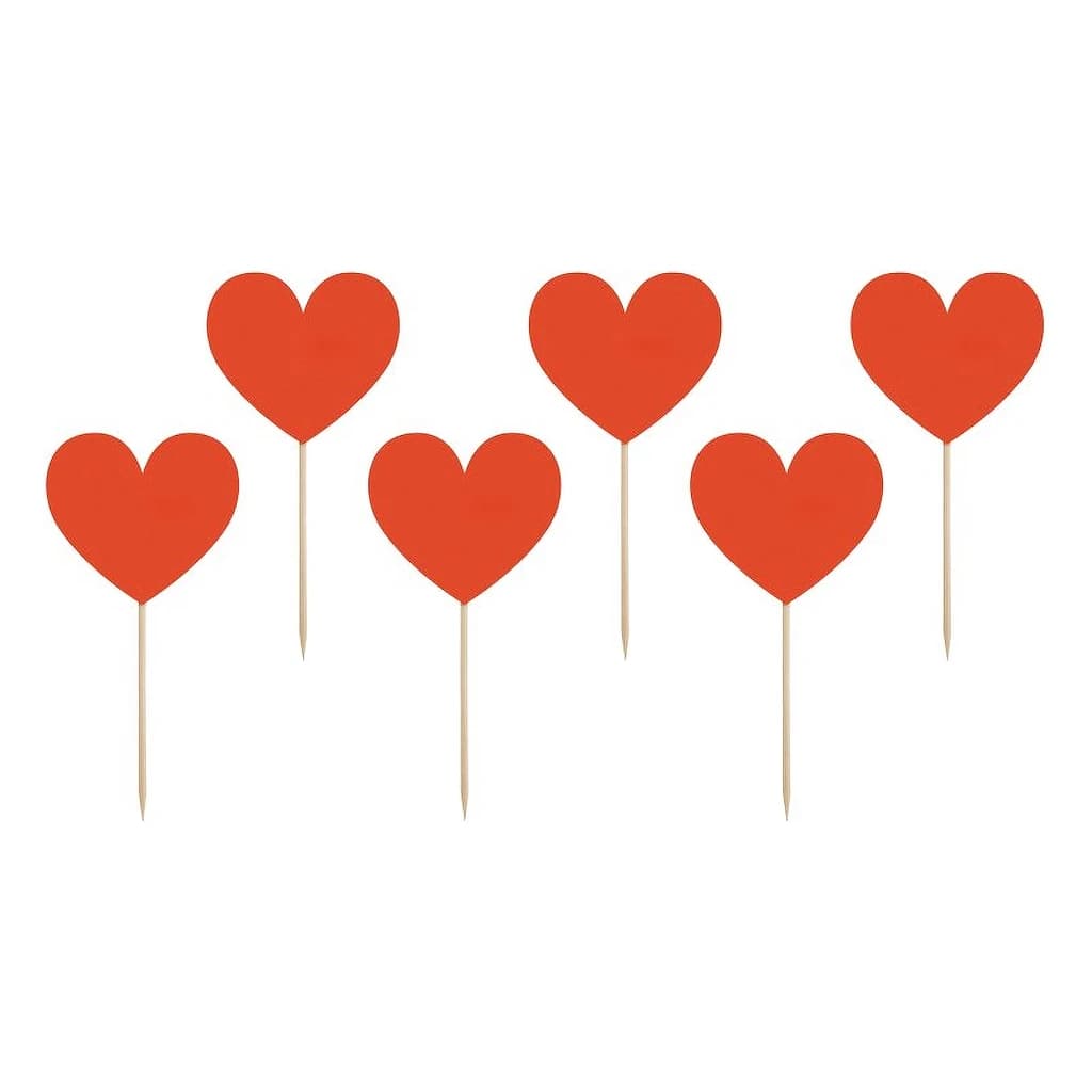 Red Heart Cake Toppers 11  cm(6 pcs)