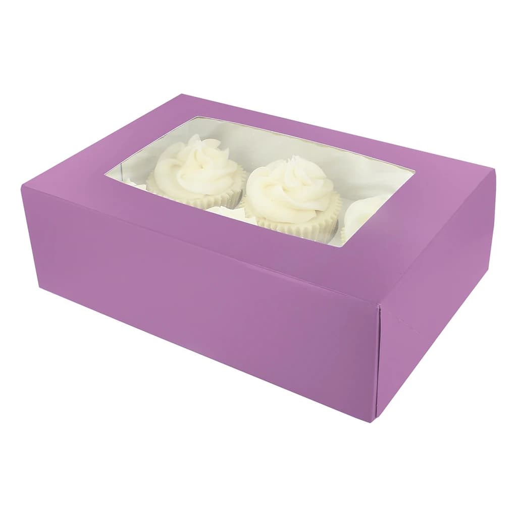 6/12 Cupcake Box – Brights Purple – 20 pc (dual insert)