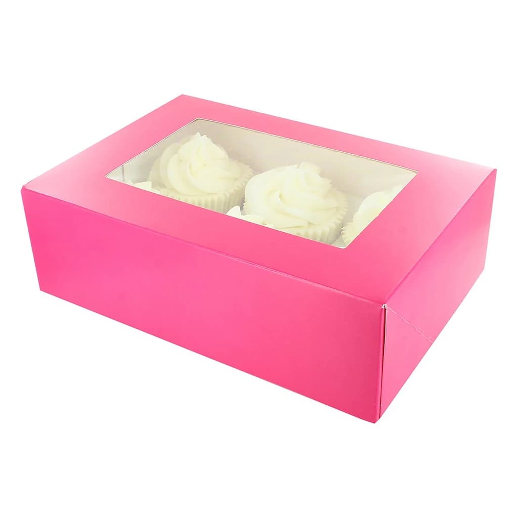 6/12 Cupcake Box – Brights Pink – 20 pc (dual insert)