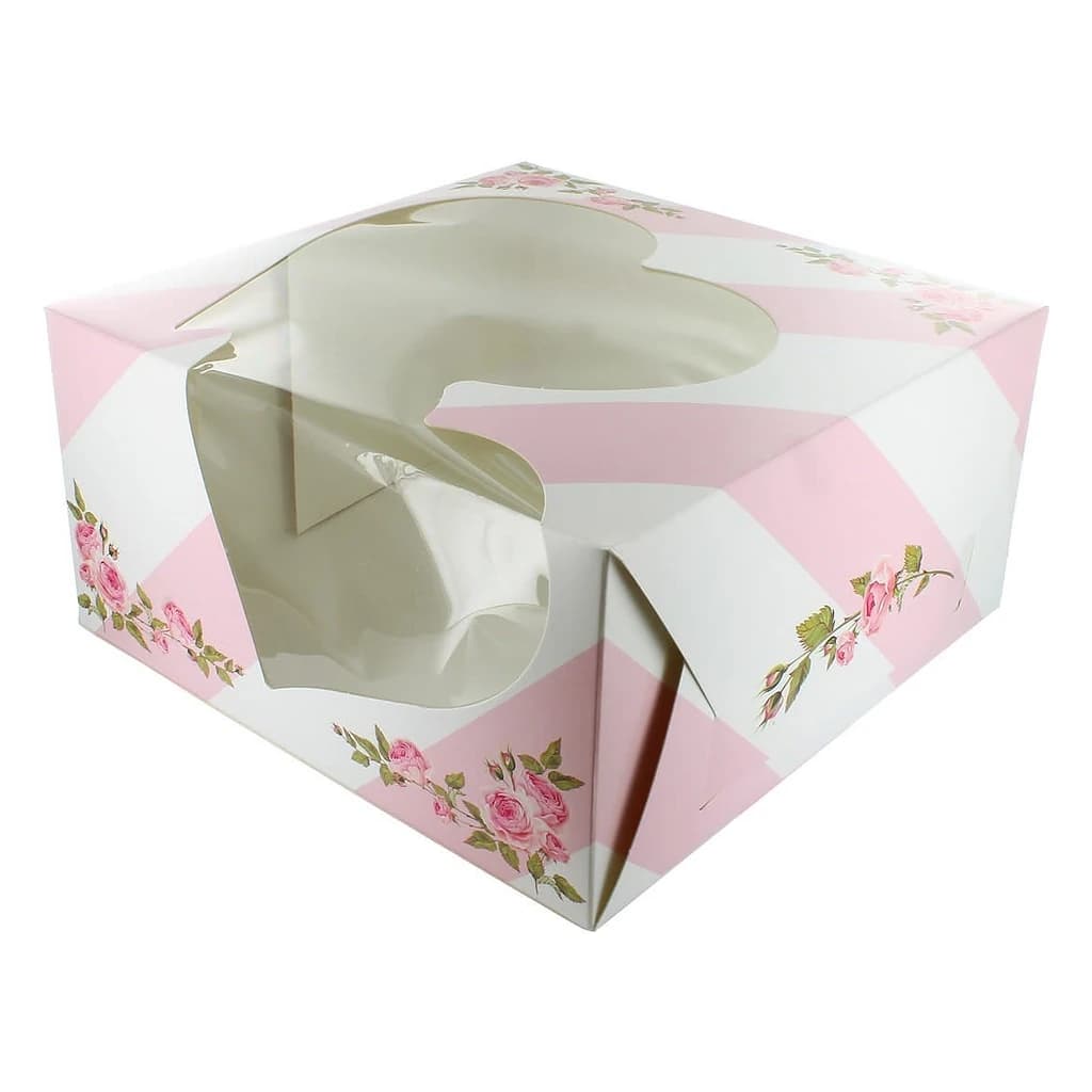 Pink Heart Window Cake Box (10×5) – 20 pc