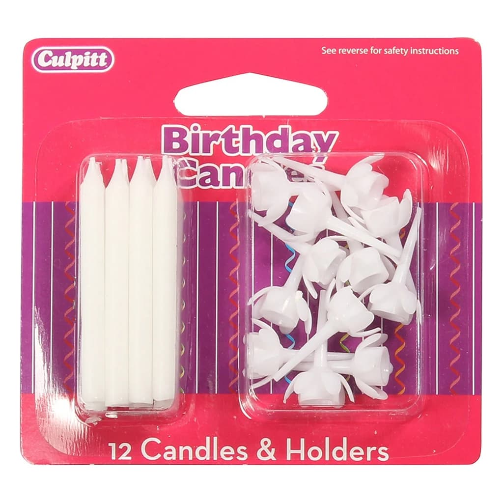 Candle & Holders Blister White