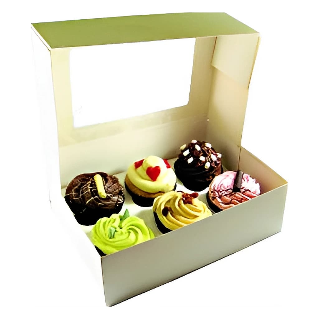6 Cupcake Window Box + Insert (242×165×75 mm) – 125 pc