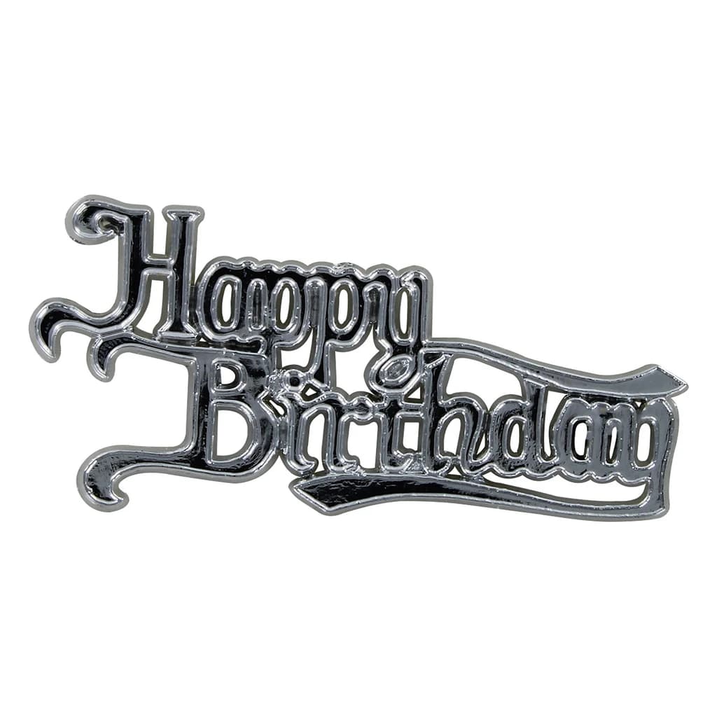 Silver Plastic "Happy Birthday" (50 pc)