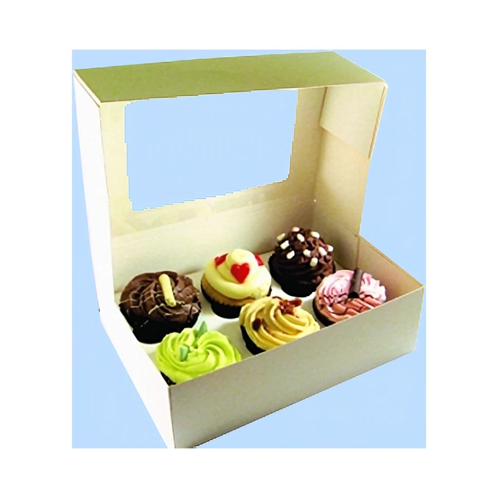 6 Cupcake Window Box (9.5×6.5×3.25") – 100 pc