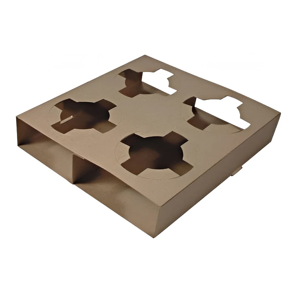 4-Cup Carry Tray Pulp Board 184 x 190 x 40 mm – 250 pc