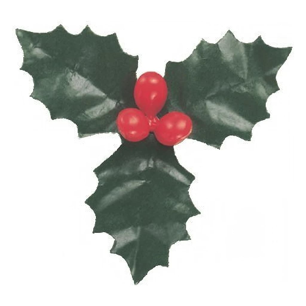 Pic 3-Leaf Holly & 3 Berries 70mm (50 pc)