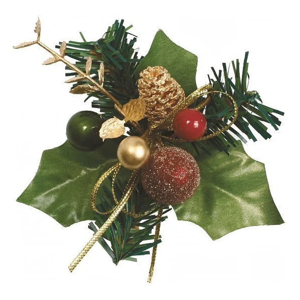 Holly Bauble Red & Gold 70mm