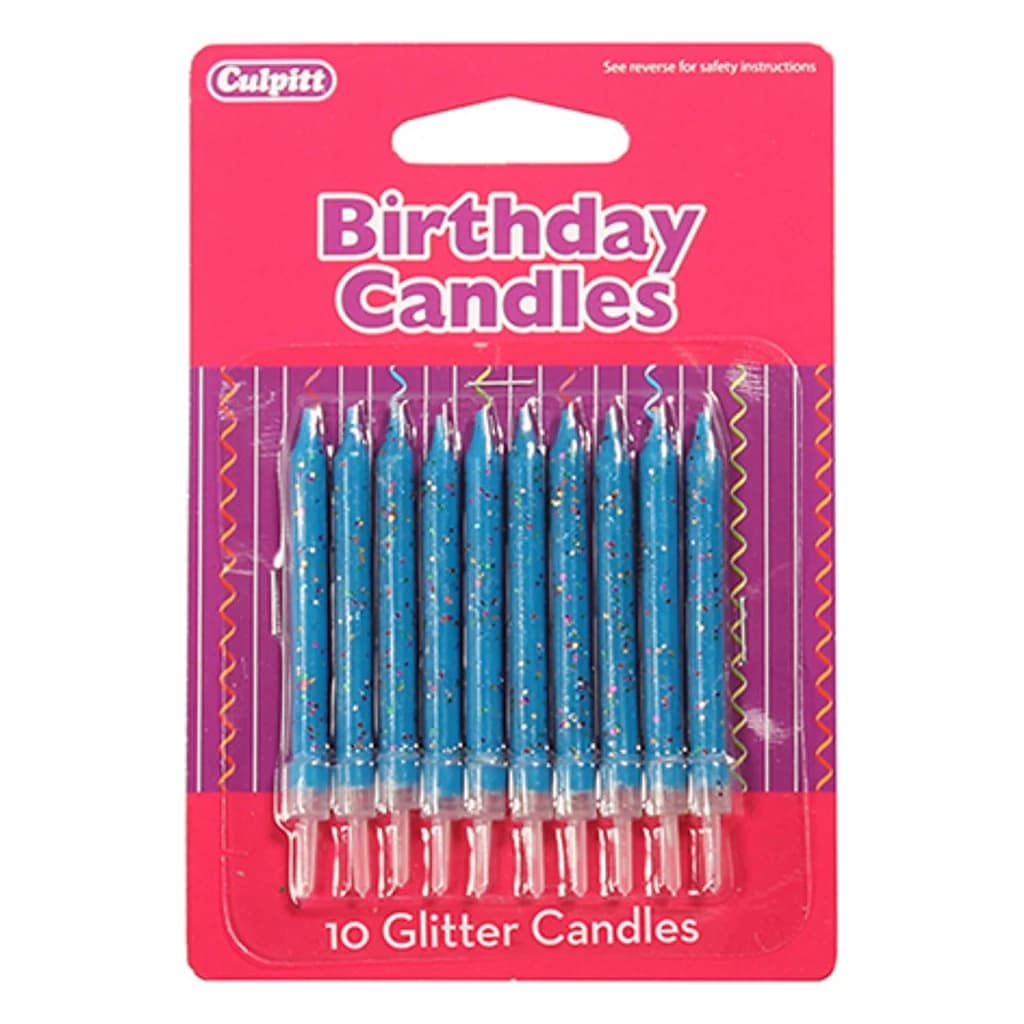 Glitter Blue Candles (10 pc)
