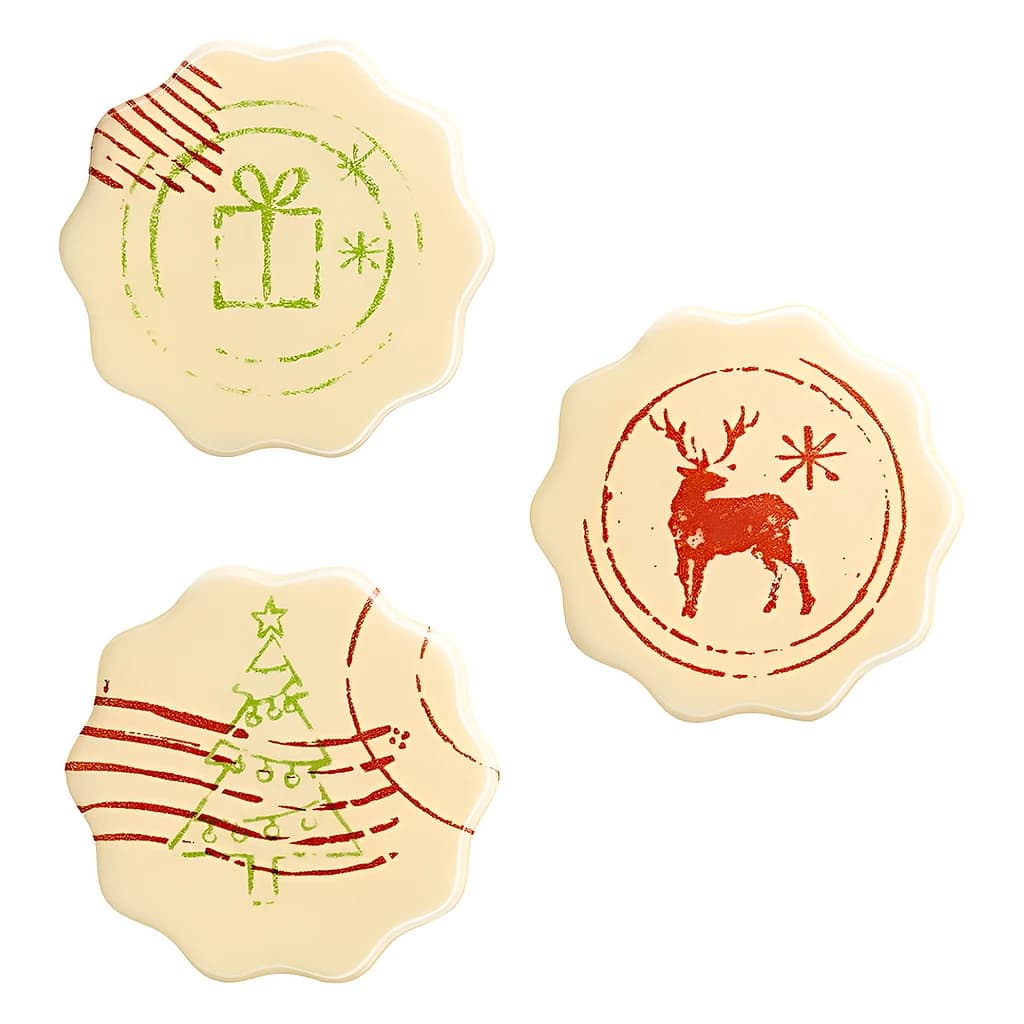 Choc. Decor. Christmas Stamps 37 mm (105 pc)