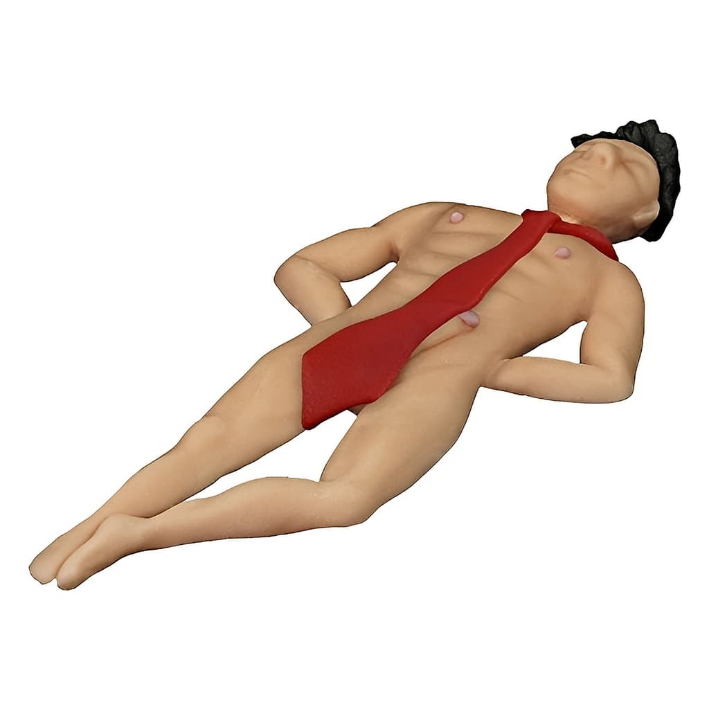 White man lying with tie