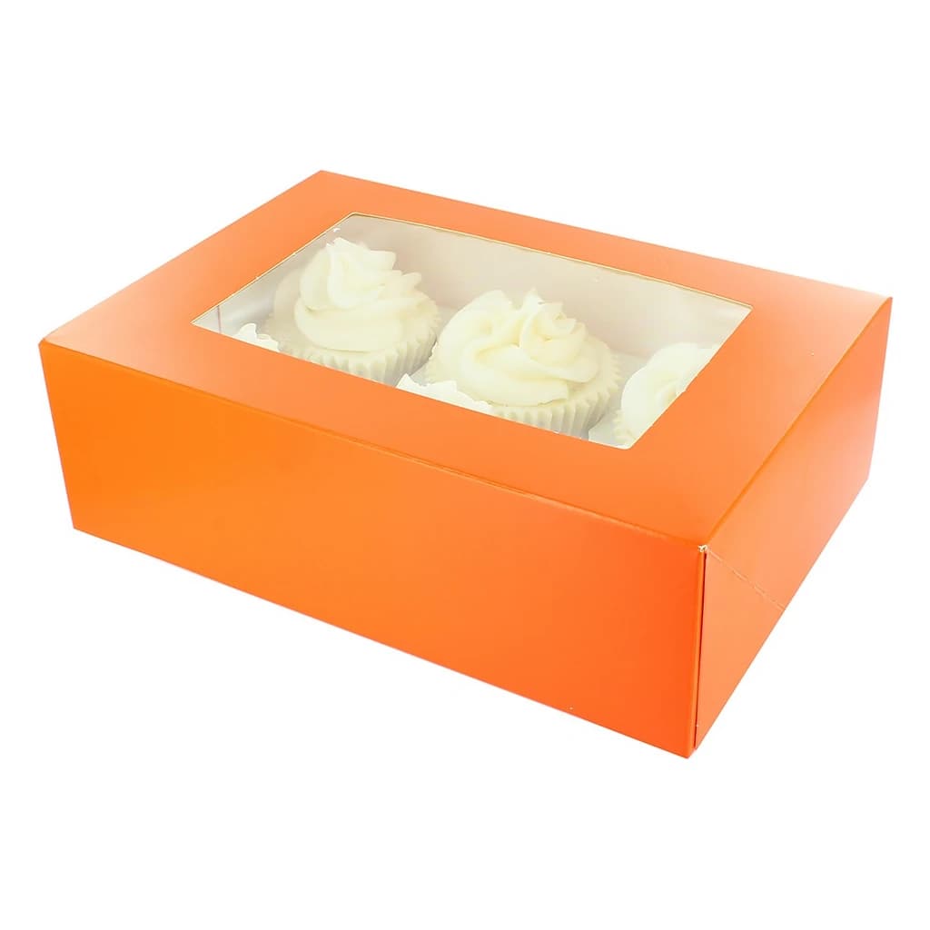 6/12 Cupcake Box – Brights Tangerine – 20 pc (dual insert)