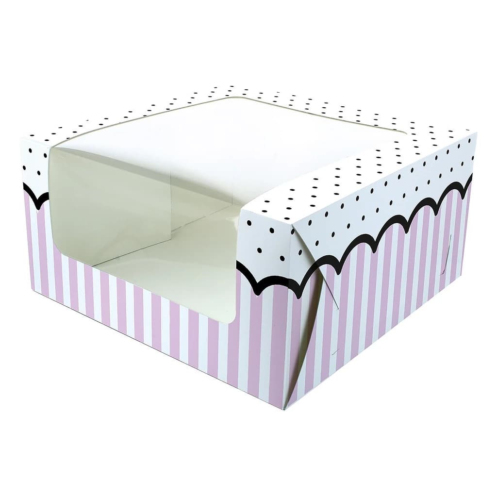 Pink Spots And Stripes Cake Box (10×5) – 20 pc