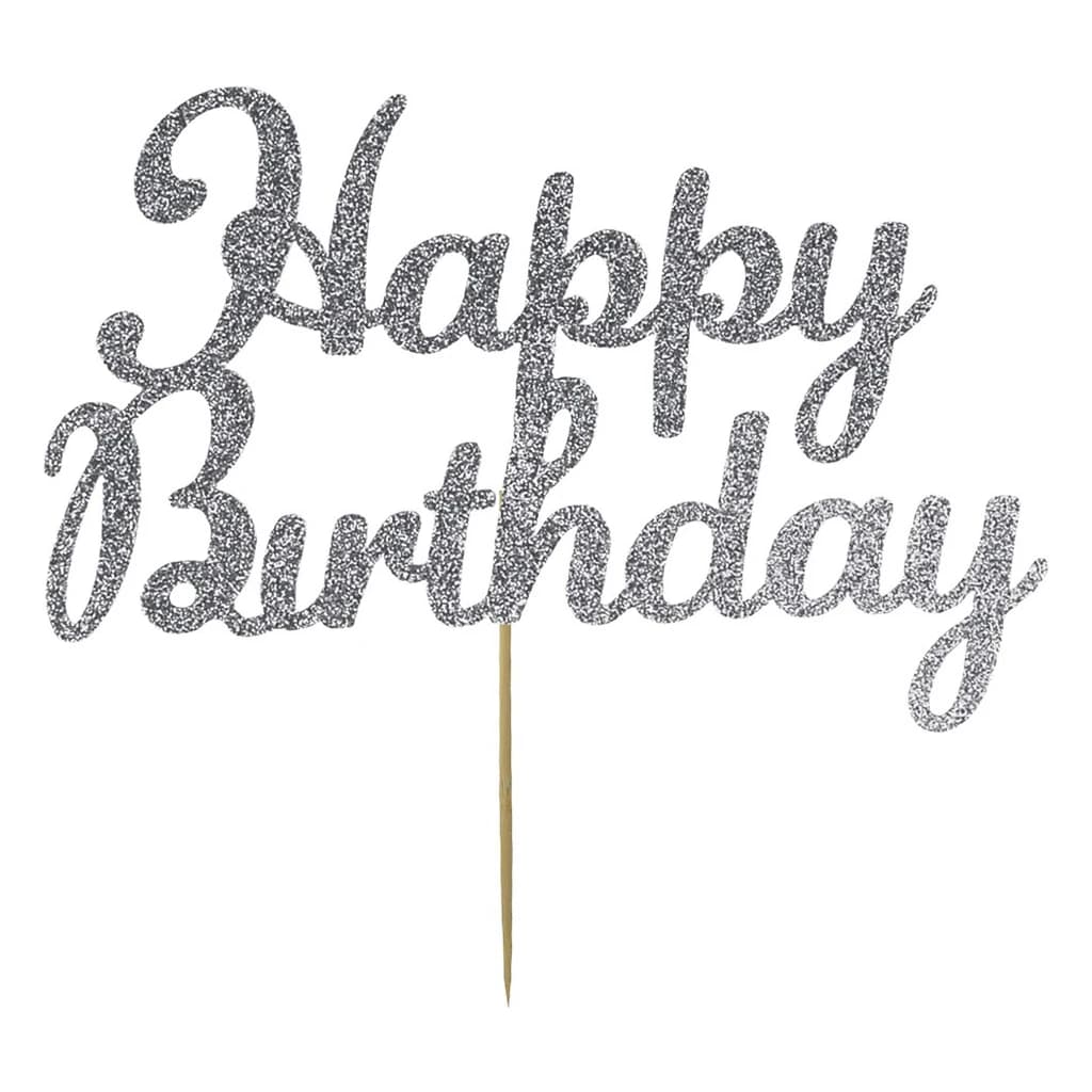"Happy Birthday" Topper Silver 10x85x230mm