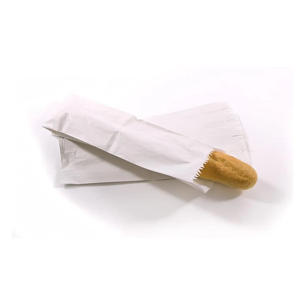 White Half Baguette Bags Strung 4 x 6 x 14 in 500 pc
