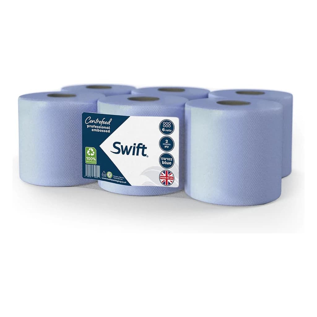Swift Centrefeed Prof Blue Roll Embossed 6 pc