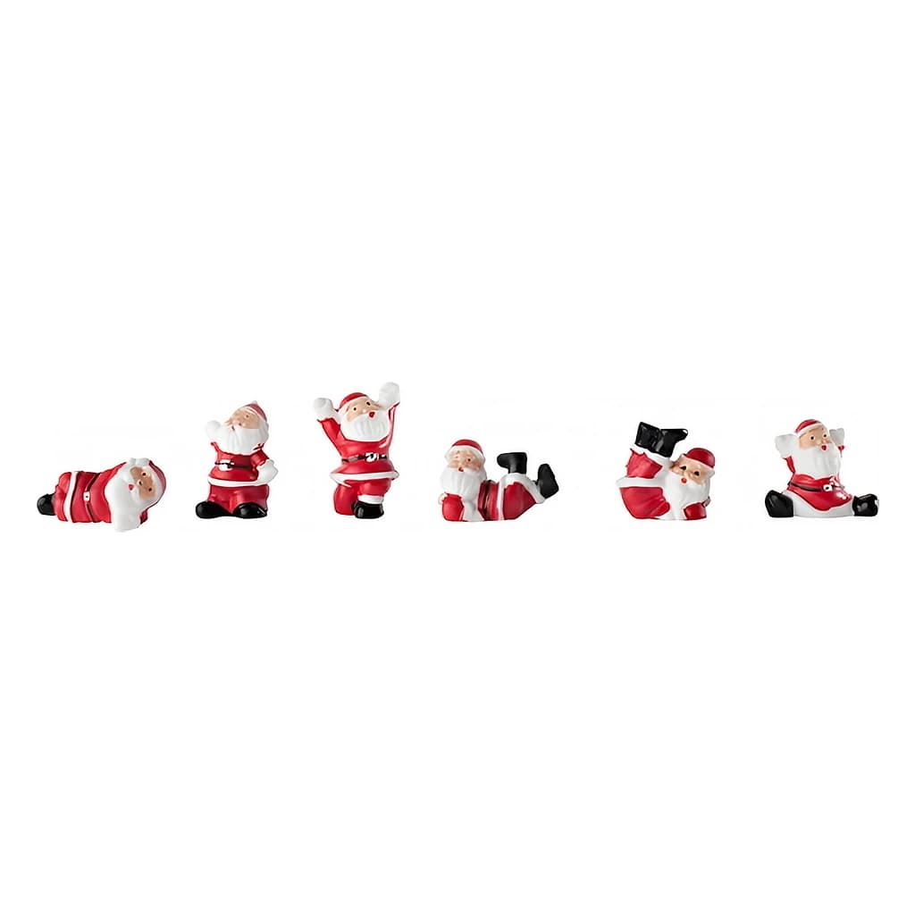 Plastic Assorted Santas on Sticks 30mm (12 pc)