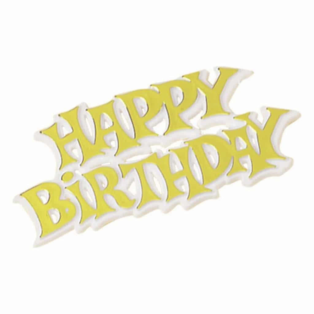 Motto "Happy Birthday" White & Gold 76 mm (50 pc)