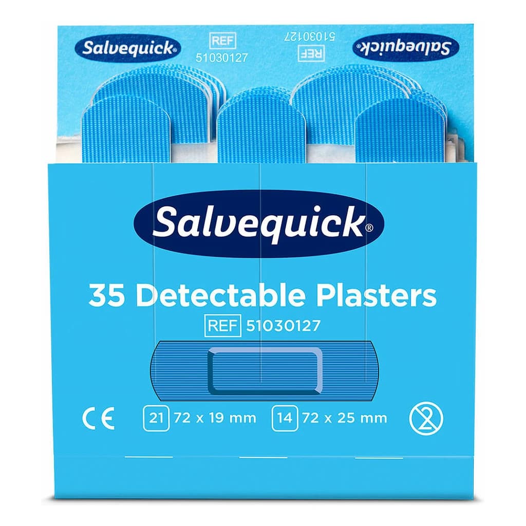 Salvequick Detectable Blue Plasters Assorted Refill 35 pcs