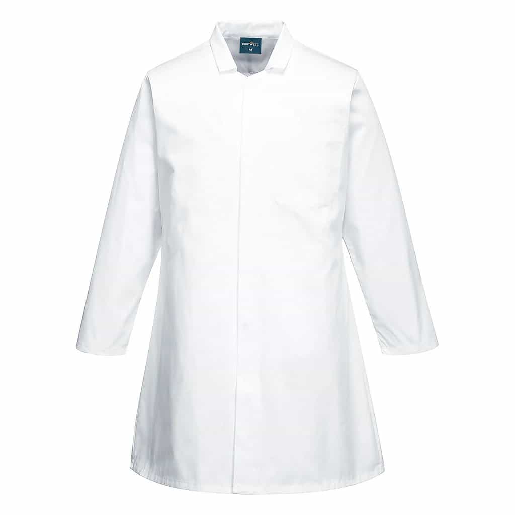 Lab Coat White Concealed Snaps Polycotton